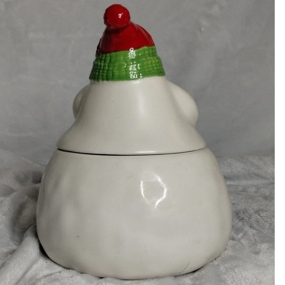 Hallmark Snowman Ceramic Candy Jar Lidded Christmas Decor‎ Dishwasher Safe
